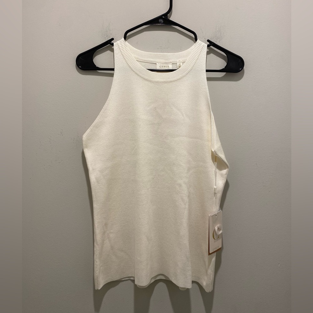 Cyrus Rib Knit Mock Sleeveless Tank Top Women's Size Medium NWT Stretch Workwear